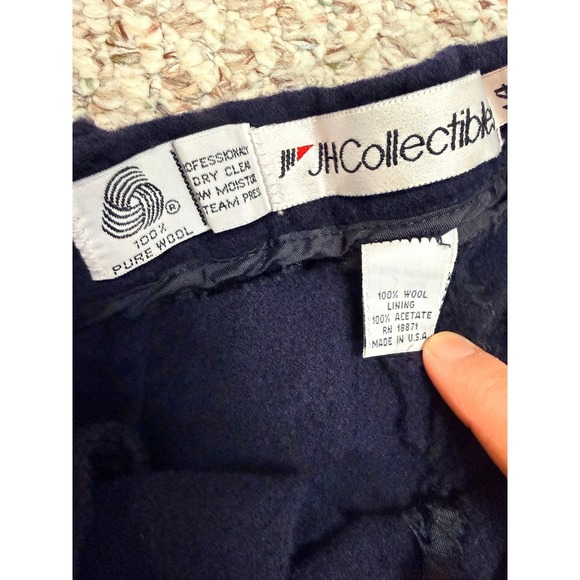 JH Collectibles Women's Navy 100% Pure Wool Vintage Pleated Pants Size 14 - BH - Picture 4 of 9
